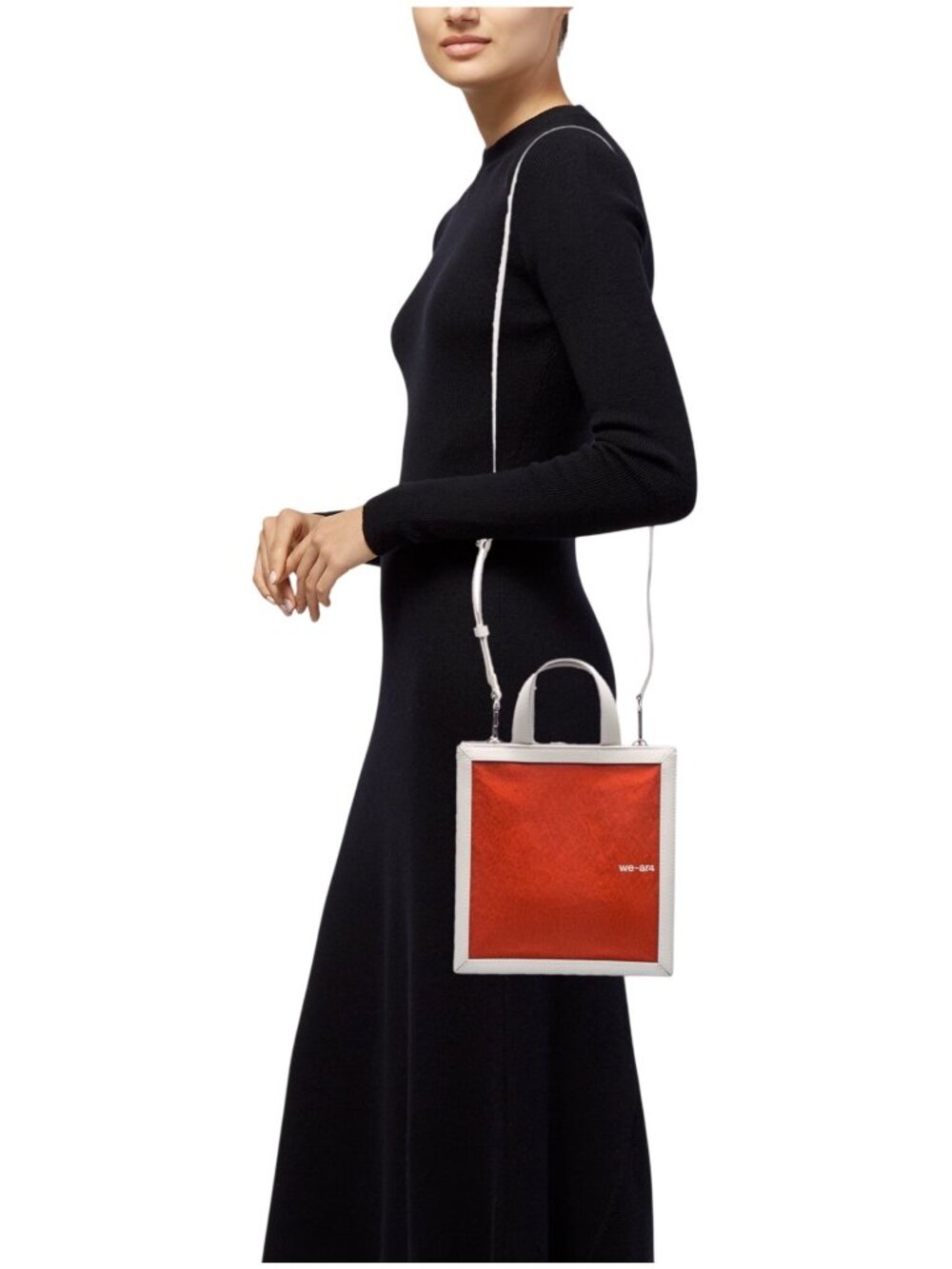 WE-ar4 Orange Structured Box Bag Top Handle Crossbody New With Tags